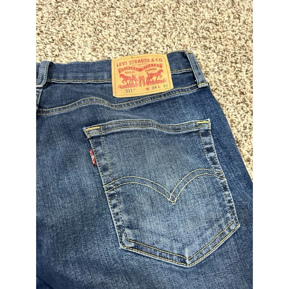 Levi's 511 Denim Jeans Men's 34x32 Slim Fit Dark Wash